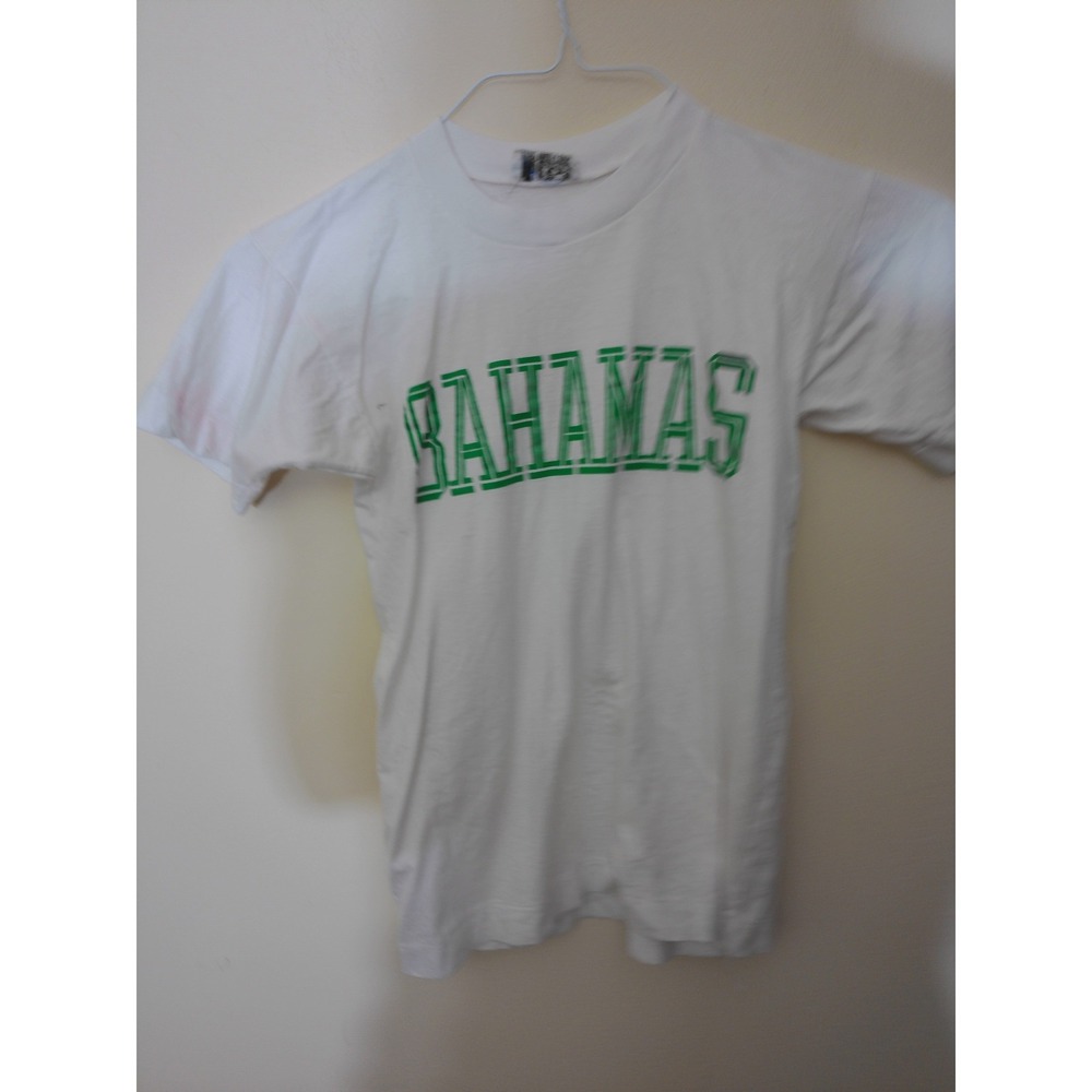Double Bull Bahamas T-Shirt Kids M White Green Vtg Inspo Graphic Beachy Coastal